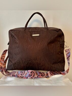 Etro Dark Brown Paisley Weekender with Pink Paisley Strap